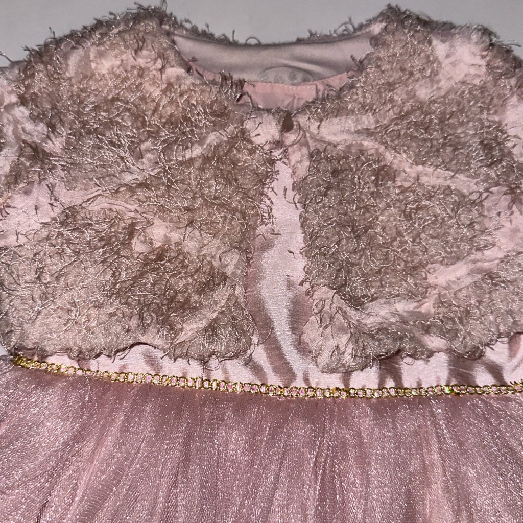 Pippa & Julie Dress Size 3t Dusty Pink With Fuzzy Jacket Easter Tulle Euc — image 2 of 8